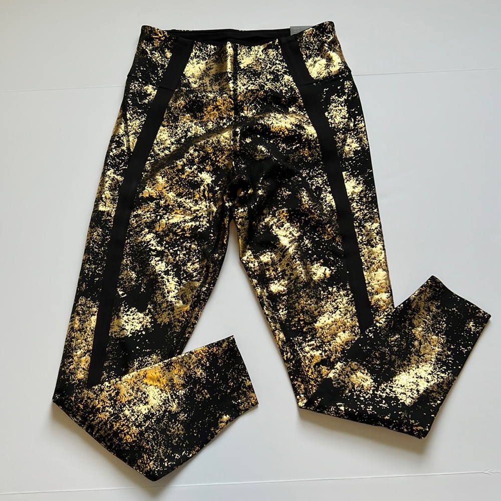 Puma Tight Fit Leggins, Size M, Black and Gold